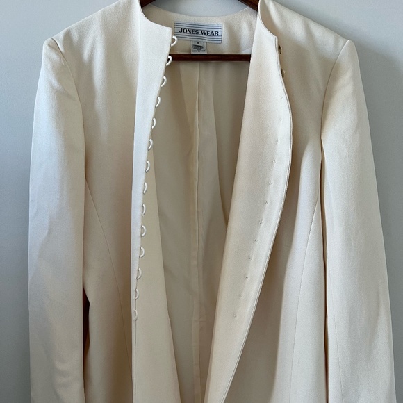 Jones Wear Silk Button Down Tunic Jacket In Cream Size 8 - Picture 7 of 10
